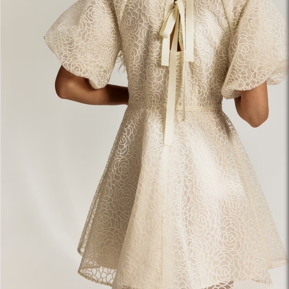 H&M Cream Floral Mini Dress with Bow